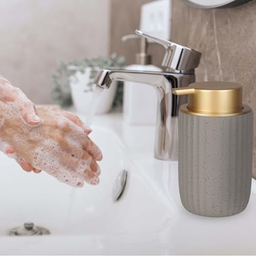 Segbeauty 10.8oz Ceramic Foaming Soap Dispenser, 320ml Empty Refillable Liquid Hand Wash Dish Soap Dispenser, Body Wash Shampoo Pump Bottle Dispensing Container for Kitchen Bathroom Countertop Gray - color: Gray Golden, style: Foaming