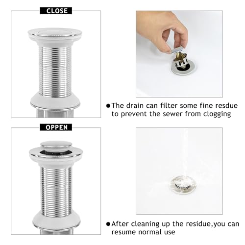 Bathroom Sink Drain,2 Pack Drain Stopper Without Overflow,Small Cap Pop Up Drain Assembly with Detachable Strainer Basket,Built-in Anti-Clogging, Stainless Steel Nut Brushed Nickel - color: 2 Pack-brushed Nickel-small Cap, style: Without Overflow