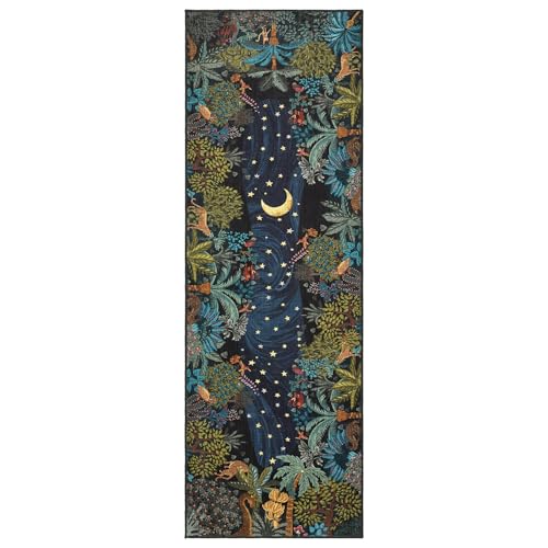GarveeHome 2.5x8 Jungle Hallway Runner Rug, Soft Green Animal Long Kitchen Runner Non Slip Entryway Rug Farmhouse Thin Laundry Mat Stain Resistant Carpet for Bathroom Beside - color: Blue, size: 2'6" x 8' (Rectangular)