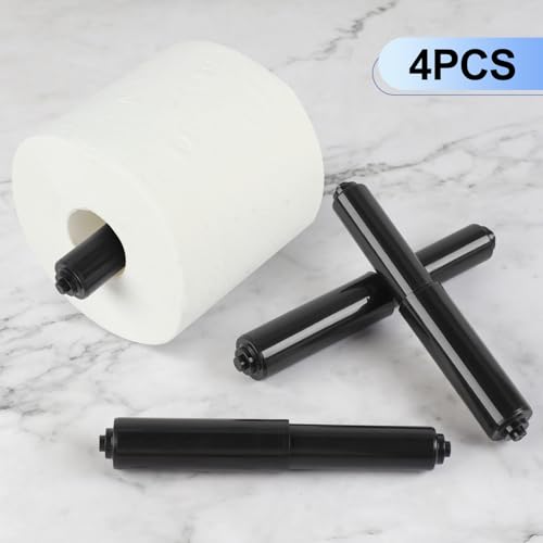 Rindion 4 Pack Toilet Paper Holder Spring Rod, Black Toilet Paper Roller Replacement, Plastic Toilet Paper Holder Replacement Rod - color: Black