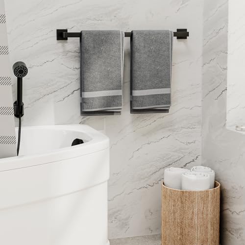 Matte Black Towel Bar, 24 Inch Bathroom Towel Rack, Towel Holder Wall Mounted, Square Base Thicken SUS304 Stainless Steel Towel Rod Modern Home Decor - size: 26 Inch (1 Pieces)