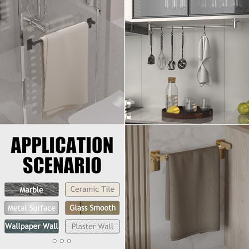 Towel Bar, Adhesive or Drill Wall Mount, Brushed Nickel, 2 Pack | Adjustable 16.7 to 28.5 Inch, 304 Stainless Steel Hand Towel Holder, Square Base Towel Racks for Bathroom, Kitchen Use - color: Extended Length–nickel