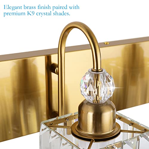 Ralbay Modern Gold Vanity Lights - 6-Light Gold Crystal Bathroom Vanity Lights Over Long Mirror - color: Square-Gold, size: 6-light