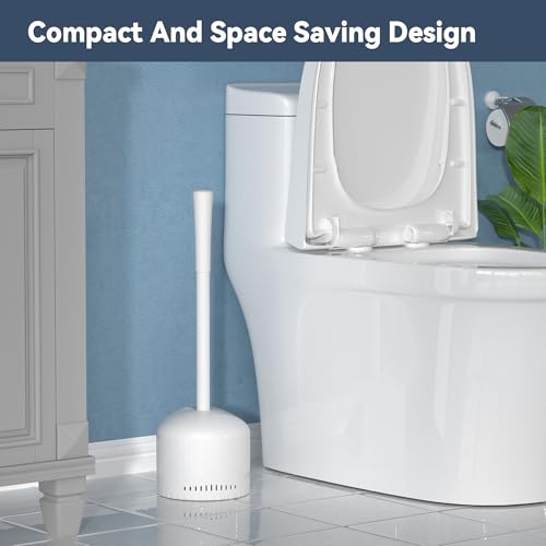 TRENTI Toilet Plunger with Holder, Plunger with Holder for 5.3-inch Toilet Drain, Plungers for Bathroom with Holder, Toilet Plunger Heavy Duty (1, White) - color: White
