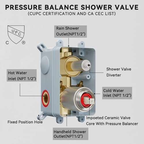 Shower System Shower Faucet Set, STARBATH 12" Ceiling Mount Rain Shower Head and Handheld Spray for Two Person, Shower Faucet Set with Diverter Valve and Trim Kit Complete,Brushed Nickel