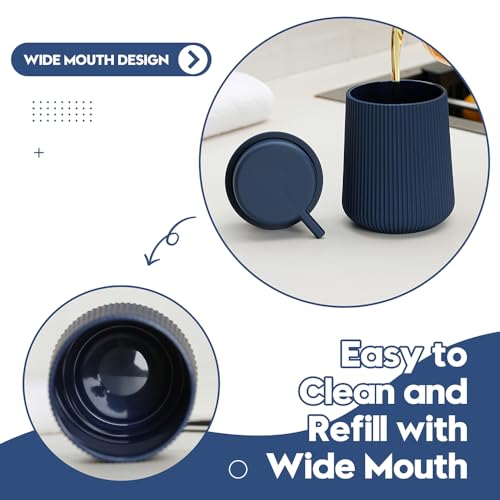YAUKPH Striped Foaming Hand Soap Dispenser Navy Blue | with Leak-Proof Pump for Bathroom and Kitchen Countertop 11oz - color: Blue, size: Foaming Dispenser