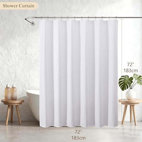 Aiyufeng White Shower Curtains for Bathroom,Dot Like Embossed Textured Waterproof Soft Polyester Cloth Shower Curtain,Hotel Spa Machine Washable,72Wx72L - color: White, size: 72"W x 72"L (Pack of 1)