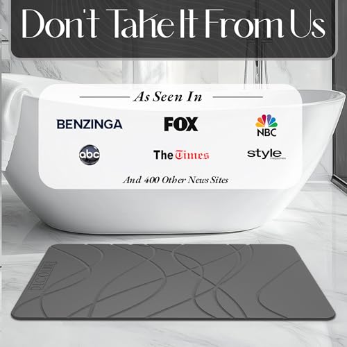 DECOLURE Stone Bath Mat, Quick Dry & Non-Slip Diatomaceous Earth Shower Mat for Bathroom, Luxurious & Easy to Clean Diatomite Stone Mat for Bathroom, Kitchen, High Density (Standard, Grey) - size: 24" x 15" (Rectangular)