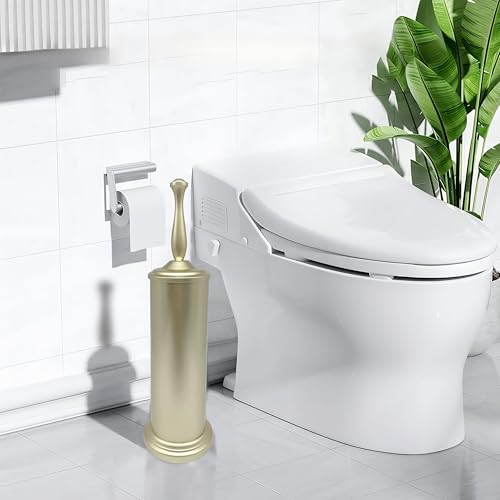 Satin Matte Soft Gold Toilet Bowl Brush with Holder, Durable Bathroom Cleaning Tool, Modern Design for Easy Toilet Maintenance, Bathroom Cleaner Brush for Efficient Cleaning and Hygiene - color: Gold 1