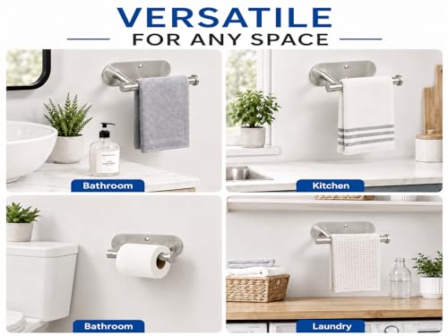 2Pcs Hand Towel Holder For Bathroom, Brushed Nickel Small Hand Towel Racks Bar Hanger For Rv Kitchen Wall Mounted, Thicken 6.3" SUS304 Stainless Steel Towel Ring Modern Contemporary Heavy Duty, 2 Pack - color: Silver