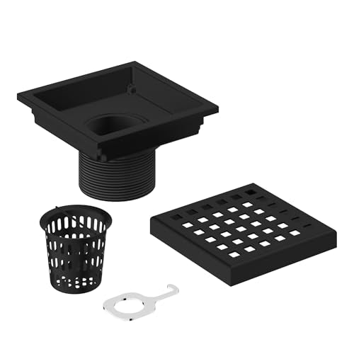 VIGO Elan 4.38 in. W x 4.38 in. L Square Shower Drain in Matte Black - VG07004MB - color: Matte Black, size: 4 in.