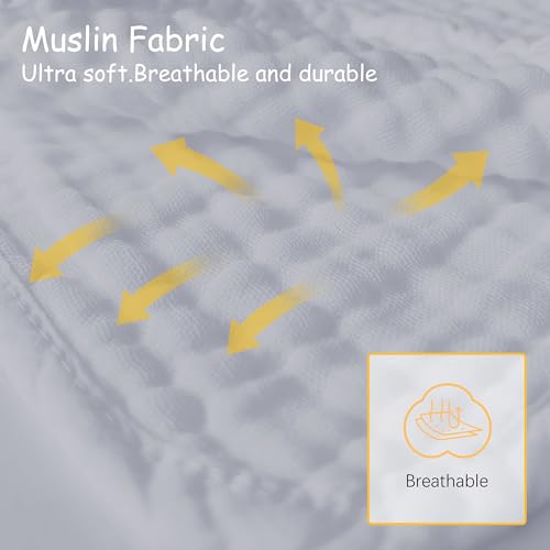 Lovely Care 12 Pack Muslin Burp Cloths 100% Cotton Muslin Cloths Large 20''x10'' Extra Soft and Absorbent Baby Burping Cloth - Slate - color: Slate, size: 10x20 Inch (Pack of 12)