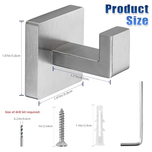 Brushed Nickel Towel Hooks for Bathrooms, Heavy Duty 33 Lbs Wall Mounted Stainless Steel Modern Hook, 4 Pack – Ideal for Hanging Towels, Robes, Coats, in Kitchen, Bedroom, Bathroom, or Hotel - color: Brushed Nickel