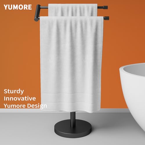 Standing Towel Rack T Shape Tall Bath Towel Holder, Modern Towel Drying Holder Stand Floor Towel Rack Stand with Heavy Base, Upgrade Steady Design for Bathroom, Swimming Pool, Matte Black - size: 20.7inch-2 Bars
