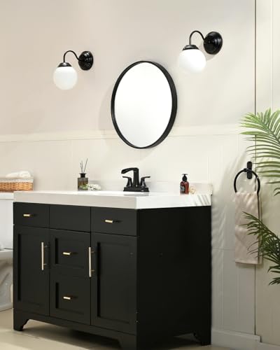 Fapully Matte Black Waterfall Bathroom Faucet, Centerset Bathroom Faucet | Lead-Free Brass, 4 Inch Faucet for Bathroom Sink with Pop-up Drain - color: Matte Black