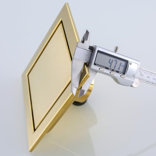 RANDOM Brushed Gold Shower Drain Square with Adjustable Base Flange,SUS304 Stainless Steel 6 inch Floor Drain Kit with Tile Insert Flat Shower Drain Cover & Threaded Adapter.98728BG-S - color: D-brushed Gold-6″ Square With Base Flange