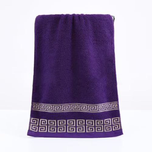 Highly Absorbent Embroidered Bath Towel Set of 3, 100% Cotton Bath Towels | 1 Bath Towel 2 Hand Towels, Super Soft and Absorbent Bathroom Towels - color: Purple
