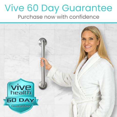 Vive 440lbs Grab Bar for Bathtubs and Showers (2 Pack) - Handicap Bathroom | Safety Rail for Elderly - Wall Senior Handle for Tub, Toilet, Bath - Disability Assist Device Accessories Handrail (16 Inch)