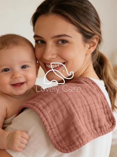 Lovely Care 12 Pack Muslin Burp Cloths 100% Cotton Muslin Cloths Large 20''x10'' Extra Soft and Absorbent Baby Burping Cloth - Warm Clay - color: Warm Clay, size: 10x20 Inch (Pack of 12)