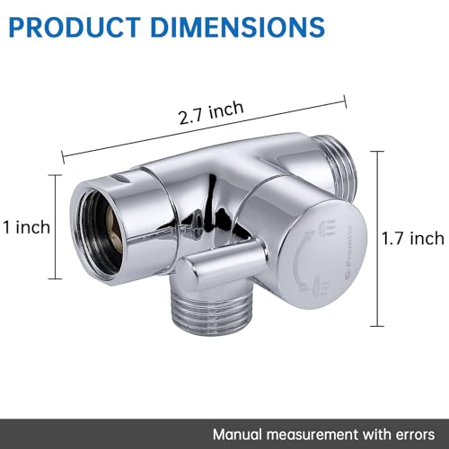 G-Promise Solid Metal 3-Way Shower Diverter Valve (Chrome) | Smooth Knob Switch, Spray Separately or Both, Anti-Leak, Easy to Install, Standard Connections, Universal Replacement Part - color: Chrome