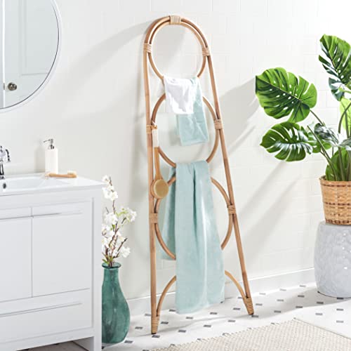 SAFAVIEH Home Collection Kino Honey Brown Wash Solid Wood 3-Tier Leaning Towel Hanger (Fully Assembled) - color: Honey Brown Wash