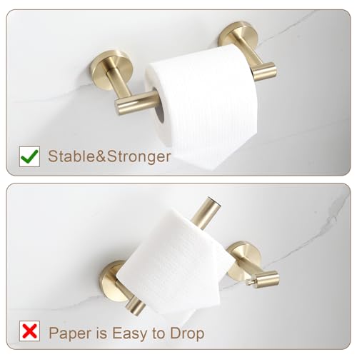 BGL Toilet Paper Holder Brushed Gold Wall Mount, Bathroom Toilet Paper Holder Brushed Nickel SUS 304 Stainless Steel, Double Post Pivoting Toilet Paper Roll Holder for Bathroom RV - color: Brushed Gold
