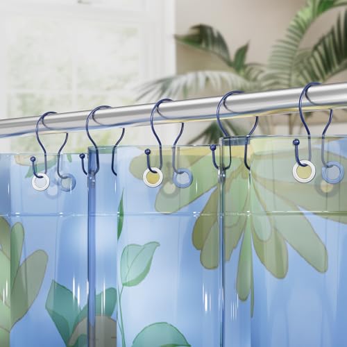 AmazerBath Shower Curtain Hooks Blue Shower Curtain Rings, Simple Double Hook Shower Curtain Hooks Rust Proof, Smooth Sturdy Metal Shower Hooks for Shower Curtain Rod, 12 Pcs Shower Rod Hooks - color: Navy Blue, style: Minimalist - Double Shower Hooks