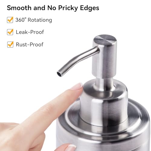 Countertop Hand Soap Dispenser, Refillable Stainless Steel Soap Pump Bottle for Bathroom & Kitchen, Free Standing - 300ml, Brushed Nickel - color: Brushed Nickel