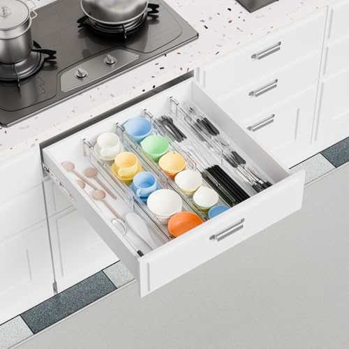 8 Pack Clear Expandable Deep Drawer Separators From 15 to 21'' - 3.2 Inch Tall Acrylic Drawer Dividers for Clothes,Dresser Drawer Dividers for Dresser,Baby Nursery,Clothing,Sock or Underwear