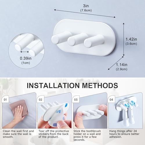 Electric Toothbrush Head Holder, Toothbrush Holders Wall Mounted, Adhesive Tooth Brush Head Holder Organiser, Electric Toothbrushs Holder, Shower Tooth Brushing Holder (White, Small) - color: White, size: Small