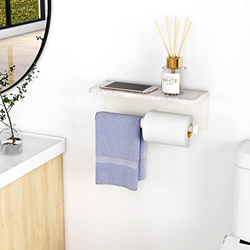 Gypie Double Toilet Paper Holder, Toilet Paper Wall Mount, White Marble | Toilet Paper Holder with Shelf, Stainless Steel Roll Holder for Bathroom Washroom - color: White Double
