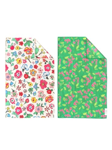 Double-Sided Microfiber Hand Towels 2 Pack, Waffle Design Kitchen Towels Set | 2 Towels, 17x27 Inches, Durable & Soft, Fast Drying, Hand Wash Cloth and Dishcloth, Sunkissed/Botanica, Daily Home Towel Set. - color: Sunkissed/Botanica, size: Double sided Ha