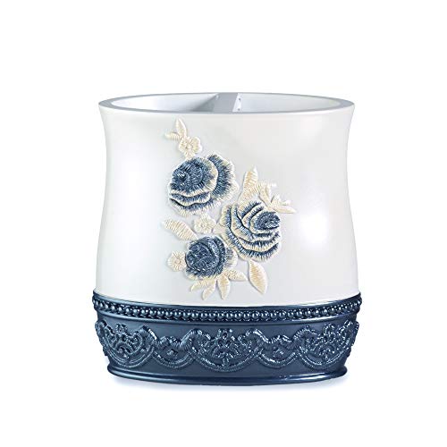 Popular Bath Blossom Rose Style Tooth Brush Holder Modern Luxury Decor, Blue