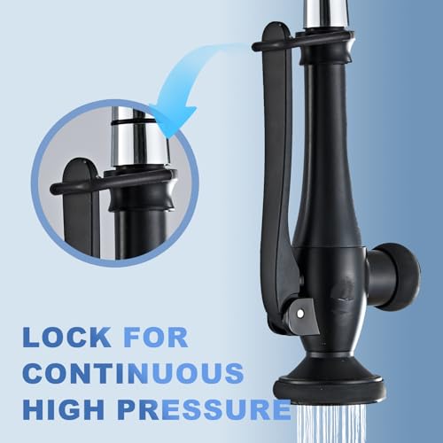 Pull Down Kitchen Faucet Replacement Head, Spray Head with Stream & Spray Functions, High-Pressure Anti-Clog Nozzle, Easy Install, Matte Black, Fits Most Kitchen Faucets - color: Commercial Style Spray Head - Matte Black
