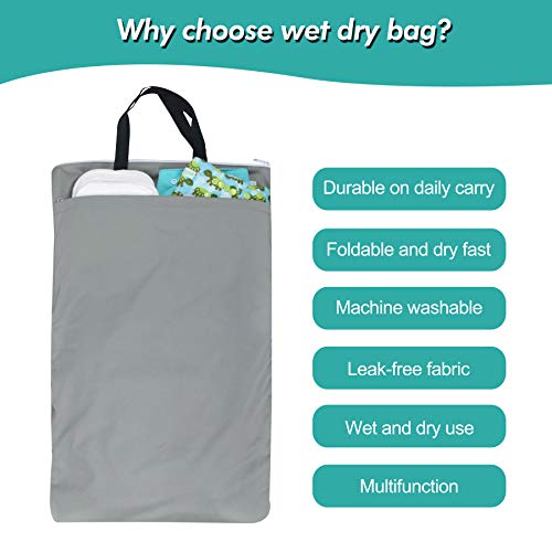 wegreeco Reusable Hanging Wet Dry Cloth Diaper Bag (Grey) - color: Grey