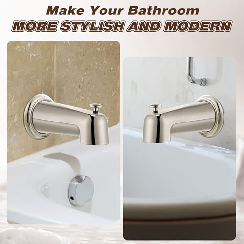 7″ Tub Spout Universal Fits,with Diverter,Brushed Nickel | Fits 1/2" Copper Pipe, 1/2" IPS and 3/4" IPS, Bathroom Bathtub Faucet with Adapters and Hex Wrench - color: Brushed Nickel, style: With Diverter