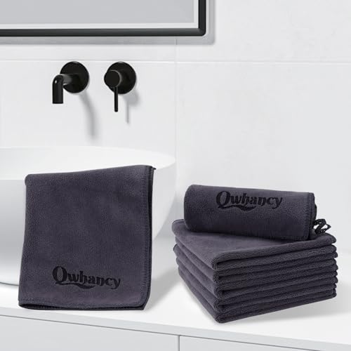 Makeup Remover Washcloths, 6 Pack Microfiber Face Towels, Plush & Thick, Ultra Soft Reusable Towels for Face & Hands, Highly Absorbent & Gentle 12 x 12 Inches, Black Gray - color: Black Gray
