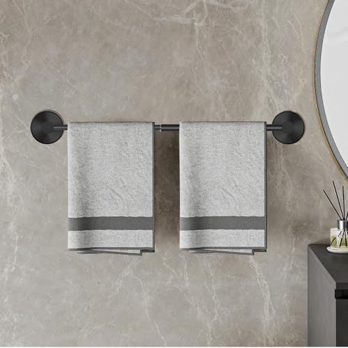Suction Cup Towel Bar for Bathroom Wall, 14.6–24 Inches Adjustable Black Suction Towel Bar, Towel Racks for Bathroom, Bath Towel Holder for Shower (Matte Black) - color: Matte Black, 1-pack