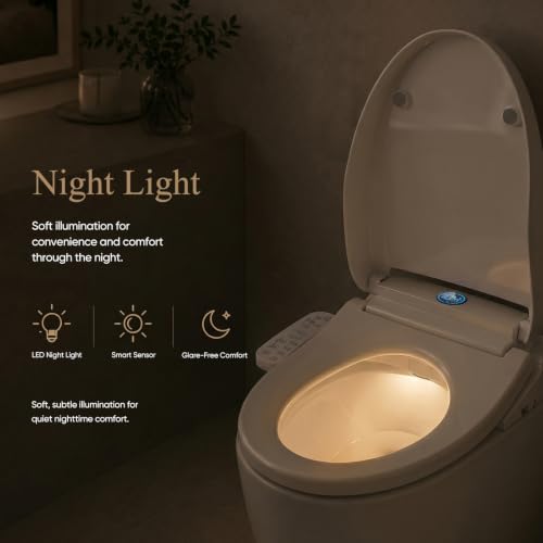 GAICOM Electric Bidet Toilet Seat Elongated, Heated Seat & Warm Air Dryer | Instant Warm Water, Multiple Cleaning Modes, Side Panel Control, Self Cleaning Nozzle, Night Light, Soft Close Lid - color: Milky white