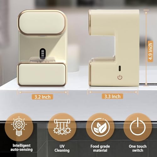 Automatic Toothpaste Dispenser, Electric Toothpaste Dispenser Multi-Function, Toothbrush Cleaner Wall Mounted with 3 Brush Slots, Toothbrush Organizer and Holder for Bathroom (Beige) - color: White