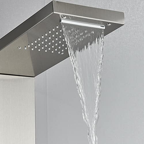 Rainfall and Waterfall Shower Panel Tower with Massage Body Jets Mixer