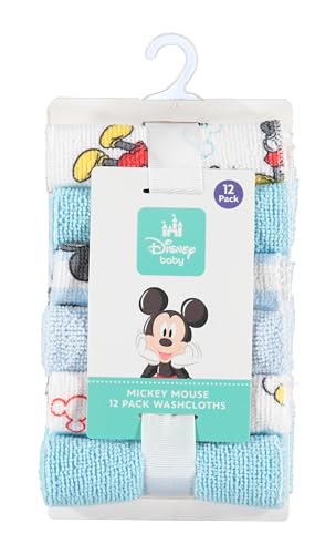 Disney Baby Washcloths 12 Pack – Ultra Soft Baby Wash Cloths, Lilo & Stitch (Stitch & Angel), Winnie the Pooh & Mickey Mouse, Absorbent Newborn Bath Essentials - color: Mickey Mouse