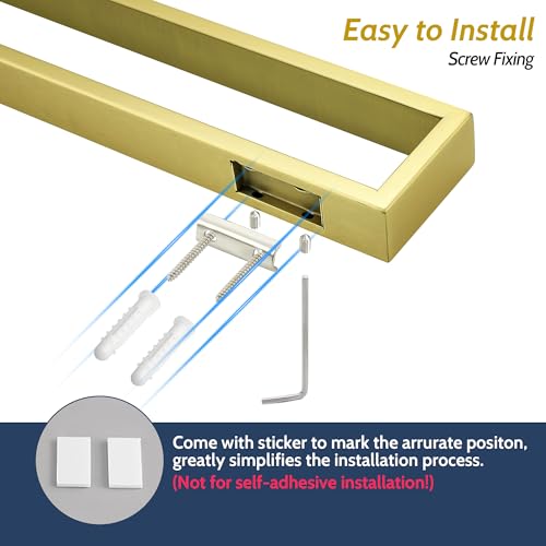 Sayayo Brushed Gold Towel Bar for Bathroom, 10 Inch Hand Towel Holder Wall Mount Square Towel Ring SUS304 Stainless Steel Towel Rack - color: Gold, size: 10 INCH