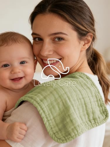 Lovely Care 12 Pack Muslin Burp Cloths 100% Cotton Muslin Cloths Large 20''x10'' Extra Soft and Absorbent Baby Burping Cloth - Rust and Teal Mix - color: Rust and Teal Mix, size: 10x20 Inch (Pack of 12)