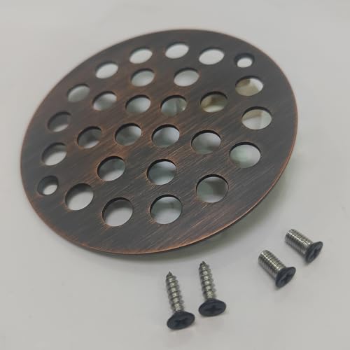 Round 4 Inch Screw-in Floor Drain Cover Replacement Shower Drainer Grate with Screws (Oil Rubbed Bronze) - color: Oil Rubbed Bronze