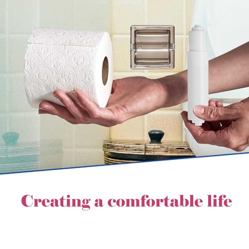 2 Pack White Toilet Paper Holder,Plastic Toilet Tissue Roll Holder Insert in Household Restaurant Toilet Replacement Roller Spring Loaded Rod - color: 2pcs-extended Version
