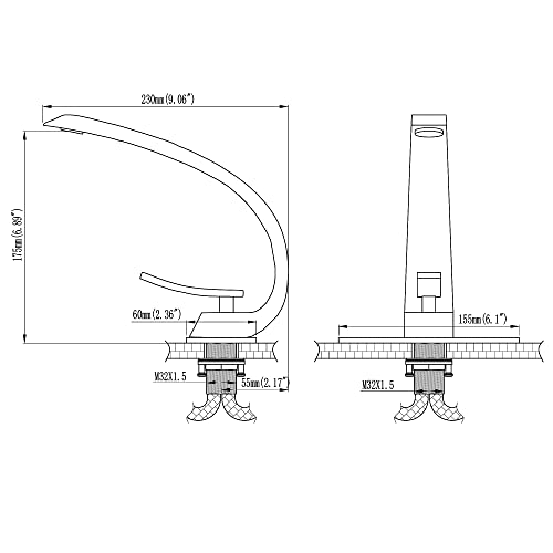 Bathroom Faucet Brushed Nickel,Bathroom Sink Faucet for Sink 1 Hole or 3 Hole Mount Single Handle Basin Mixer with 6-inch 10-inch Deckplate - color: Brushed Nickel, style: No Drain