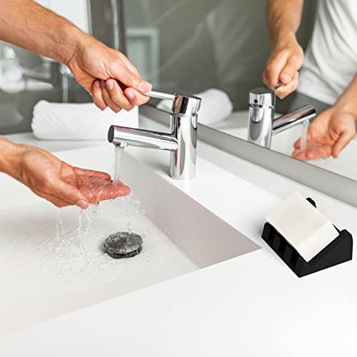 Silicone Soap Dish (USA Patented) Self Draining Bar Soap Holder for Shower Bathroom Sink, Drying Soap Dish Tray Sponge Holder Easy Cleaning Soap Saver Travel Accessories (Black, 1) - color: Black, 1
