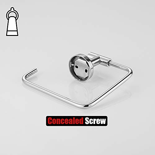 JQK Chrome Towel Ring, Stainless Steel Square Ring Towel Holder for Bathroom, 6 Inch Matte Black Wall Mount, TR140-CH - color: Chrome