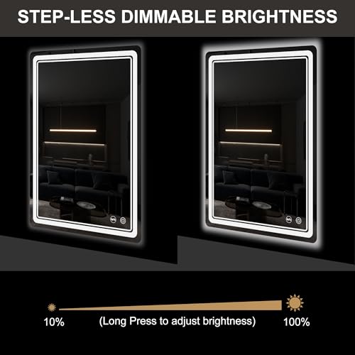 LED Bathroom Mirror with Lights, Anti-Fog, Dimmable, Lighted Bathroom Vanity Mirror for Wall, UL-Certified (32 x 24) - size: 32"L x 24"W